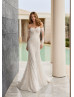 Strapless Ivory Full Lace Beaded Wedding Dress With Removable Sleeves